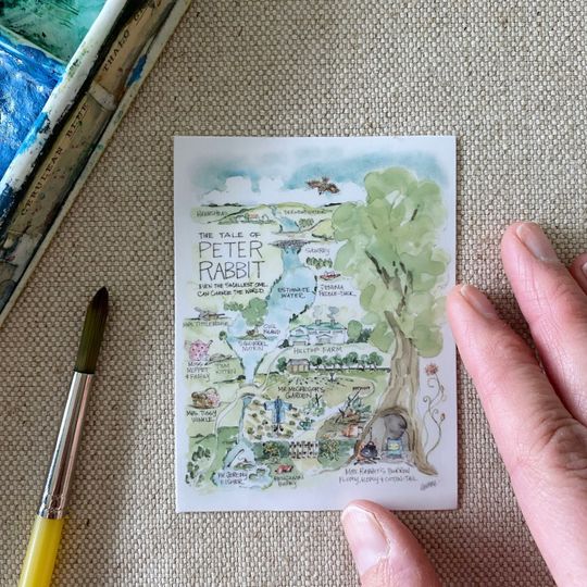Peter Rabbit Watercolor Map Art Poster Easter