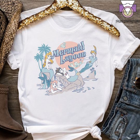 Vintage Retro Disney Peter Pan Mermaid Lagoon Group Shot Shirt