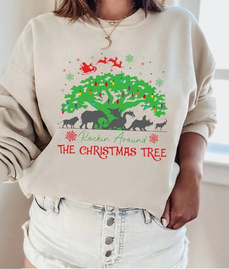 Rockin' Around The Christmas Tree Sweatshirt, Disney Christmas Sweatshirt, Animal Kingdom Sweatshirt