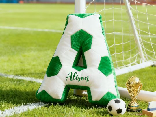 Personalized Soccer Letter Pillow,Custom Initial Pillow with name,Football Lover Player Fans Gift,2026 World Cup Gift for Soccer Players