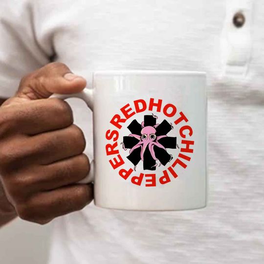 Red Hot Chili Peppers With Octopus Graphic Mug, 2022 RHCP Concert Mug