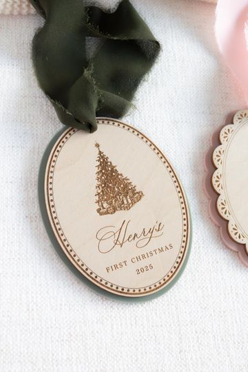 2025 Babys First Christmas Ornament, personalized newborn gift, holiday keepsake