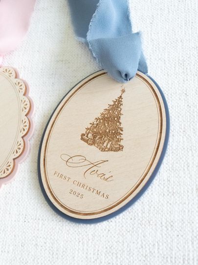 2025 Babys First Christmas Ornament, personalized newborn gift, holiday keepsake