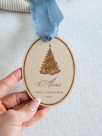 2025 Babys First Christmas Ornament, personalized newborn gift, holiday keepsake