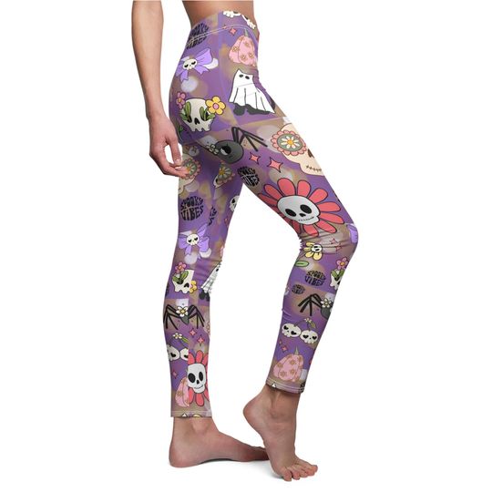 Pastel Halloween Skeleton Yoga Leggings: Spooky Season Costume Party