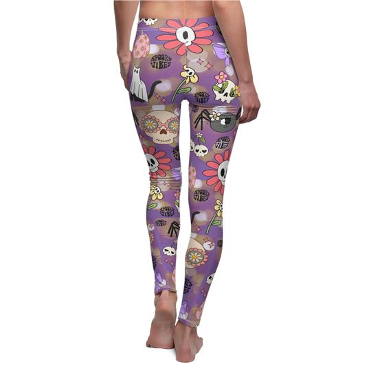 Pastel Halloween Skeleton Yoga Leggings: Spooky Season Costume Party