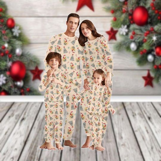 Retro Winnie the Pooh Christmas Pajama Set for Adults, Holiday Loungewear and Sleepwear