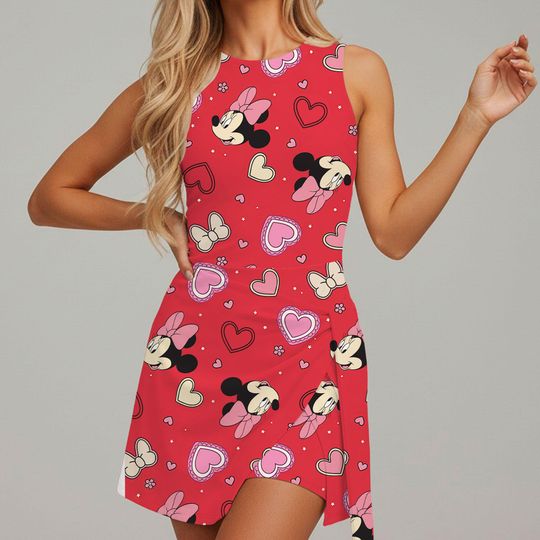 Minnie Heart Bow Tennis Dress Skirt, Valentine Day Gift, Disney Athletic Skirt, Disney Tennis Dress Skirt