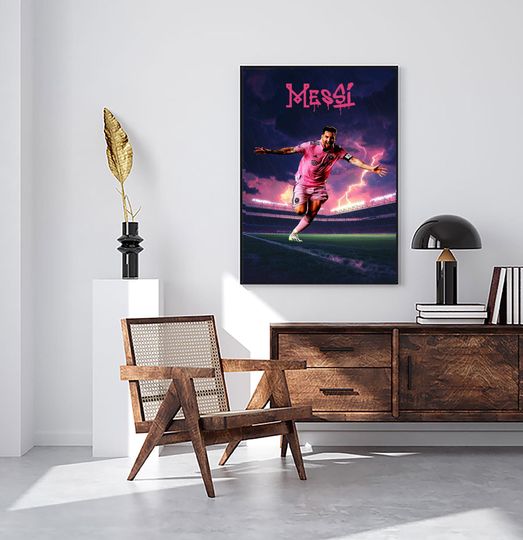 Lionel Messi Inter Miami Vertical Poster Soccer Fan Art