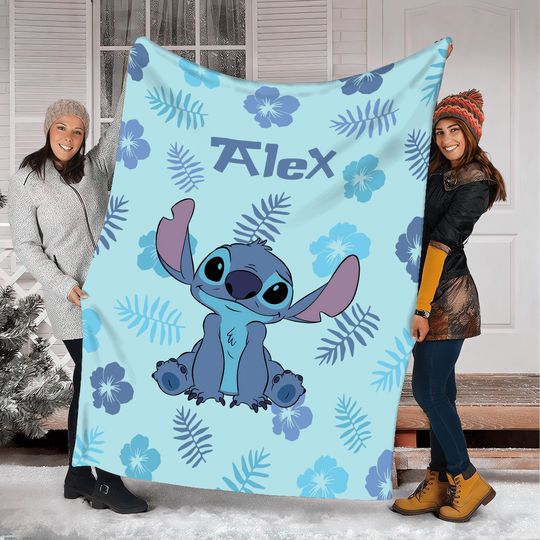 Personalized Stitch Blanket, Custom Name Blanket