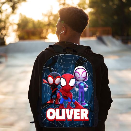 Custom Name Spidey And Friends Backpack, Kids Back To School Gift
