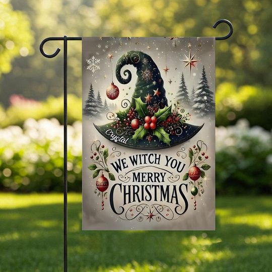 We Witch You Merry Christmas Garden Flag