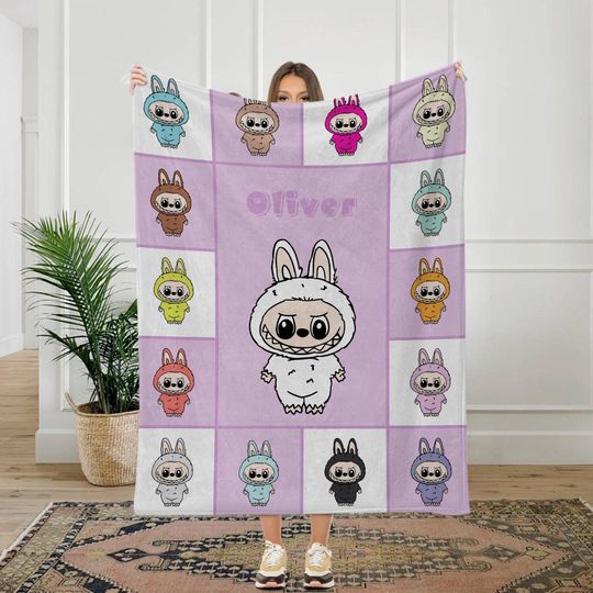 Custom Labubu Fleece Blanket | Gift For Kid | Back To School Gift