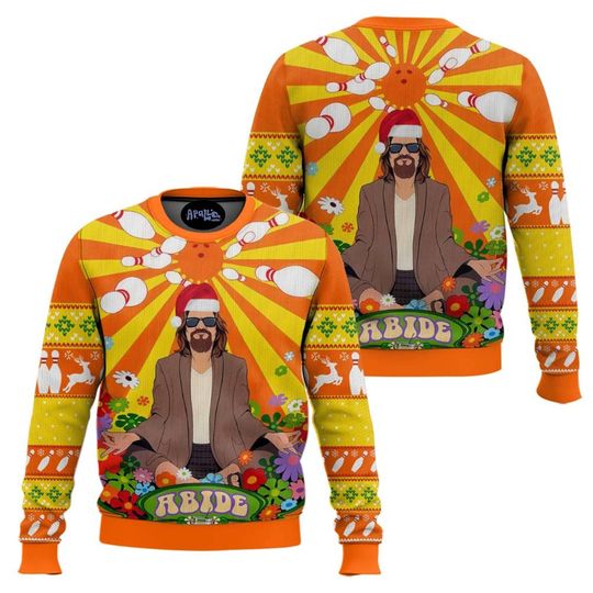 Funny The Dude Abides Christmas Sweater The Big Lebowski Holiday Pullover Festive Outfit