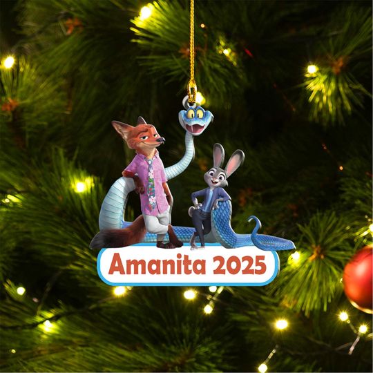 Personalized Zootopia Christmas Ornament: Nick Wilde & Judy Hopps