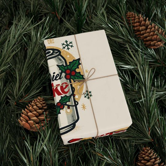 Diet Coke Can Santa Hat Wrapping Paper - Christmas Soda Pattern