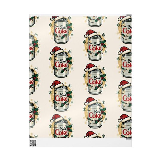 Diet Coke Can Santa Hat Wrapping Paper - Christmas Soda Pattern