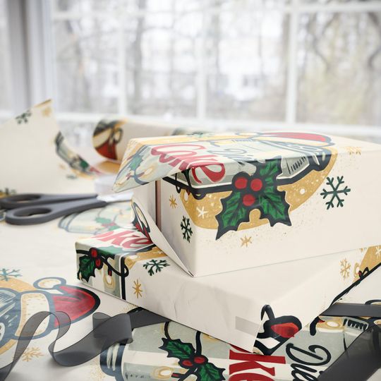 Diet Coke Can Santa Hat Wrapping Paper - Christmas Soda Pattern