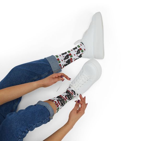 Santa Raccoon 6 7 Pattern Socks | Christmas Sublimation Crew Socks, Trendy kid gift