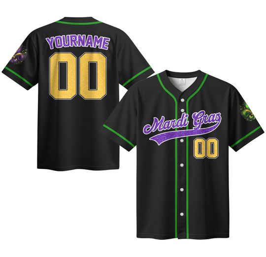 Personalized Mardi Gras Baseball Jersey, Custom Name Mardi Gras Baseball Jersey, Jersey Uniform For Hockey Fans, Family Matching Outfit