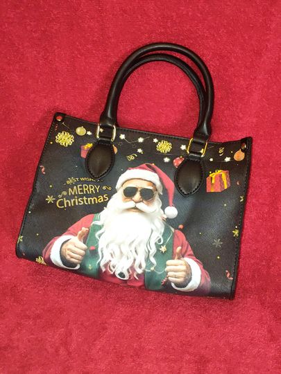 Punk Santa Leather Tote - Rockabilly Christmas Handbag