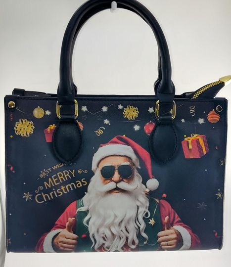 Punk Santa Leather Tote - Rockabilly Christmas Handbag