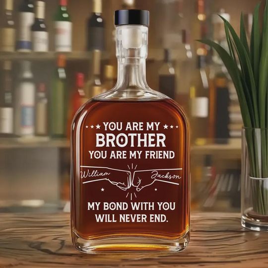 Personalized Whiskey Decanter with Engraved Brother Gift Barware