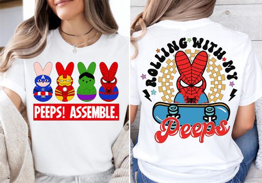 Peeps Assemble Easter Shirt, Avengers Easter Bunny Peeps Sweater, Marvel Rolling With My Peeps T-Shirt, Marvel Superhero Easter Sweatshirt
