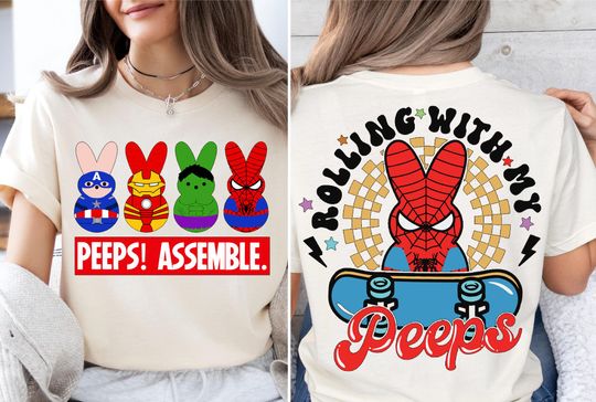 Peeps Assemble Easter Shirt, Avengers Easter Bunny Peeps Sweater, Marvel Rolling With My Peeps T-Shirt, Marvel Superhero Easter Sweatshirt