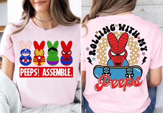 Peeps Assemble Easter Shirt, Avengers Easter Bunny Peeps Sweater, Marvel Rolling With My Peeps T-Shirt, Marvel Superhero Easter Sweatshirt