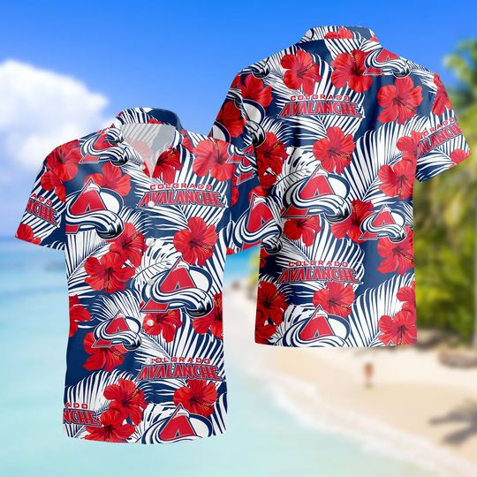 Colorado Avalanche Floral Hawaiian Shirt, Summer Hawaiian Shirts