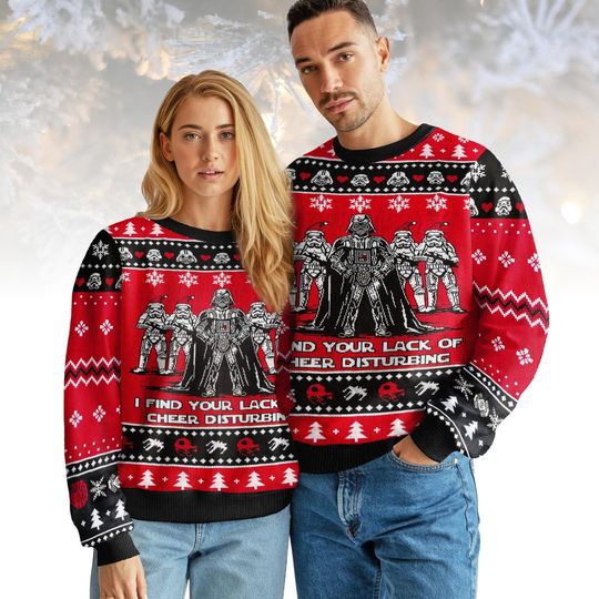Star Wars Ugly Christmas Sweater, Darth Vader Sweater, Funny Holiday Knit for Men Women, Christmas Gift, Geek Xmas Sweater
