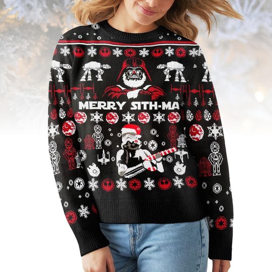 Star Wars Ugly Christmas Sweater, Merry Sithmas Darth Vader Sweater, Funny Sith Holiday Knit, Christmas Gift for Men Women, Geek Xmas S