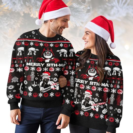 Star Wars Ugly Christmas Sweater, Merry Sithmas Darth Vader Sweater, Funny Sith Holiday Knit, Christmas Gift for Men Women, Geek Xmas S
