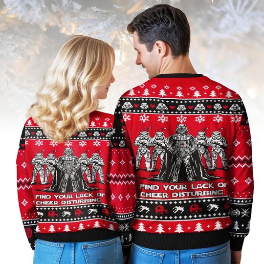 Star Wars Ugly Christmas Sweater, Darth Vader Sweater, Funny Holiday Knit for Men Women, Christmas Gift, Geek Xmas Sweater