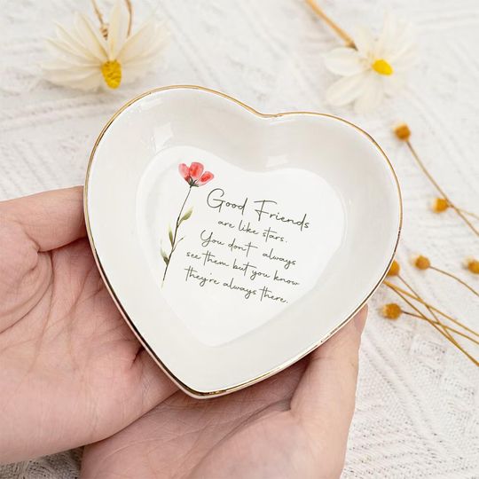 Personalized Ring Dish For Best Friend  Custom Watercolor Flower Trinket Dish