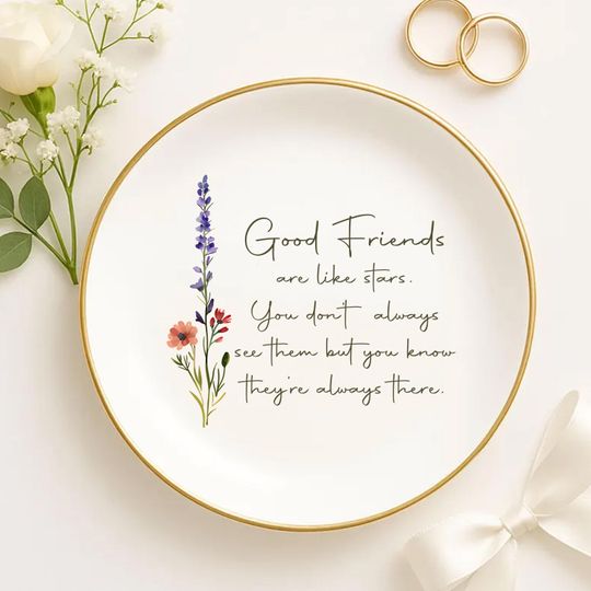 Personalized Ring Dish For Best Friend  Custom Watercolor Flower Trinket Dish