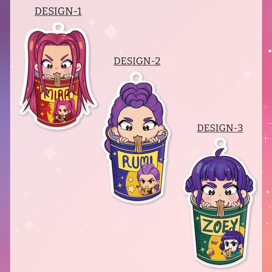 Mira Rumi Zoey Keychain, Kpop Keychain, Acrylic Demon Hunters Key Holder, Anime Keychain, Huntrix Key Holder, Huntrix Charm, School Keychain