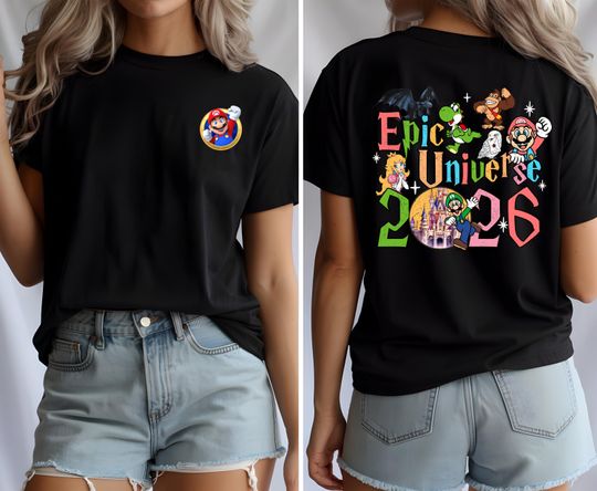 Custom Epic Universe 2026 Shirt, Family Universe Orlando  Park Trip Tee, Super Mario Bundle Characters, Epic Universe 2026 Family Trip Tee