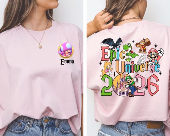 Custom Epic Universe 2026 Shirt, Family Universe Orlando  Park Trip Tee, Super Mario Bundle Characters, Epic Universe 2026 Family Trip Tee