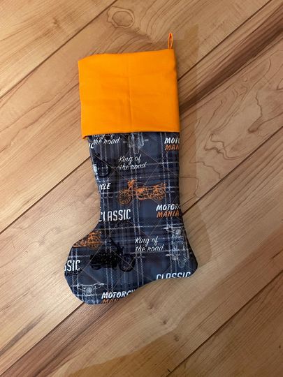 motorcycle Christmas stocking, biker stocking