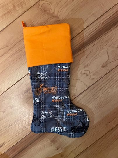 motorcycle Christmas stocking, biker stocking