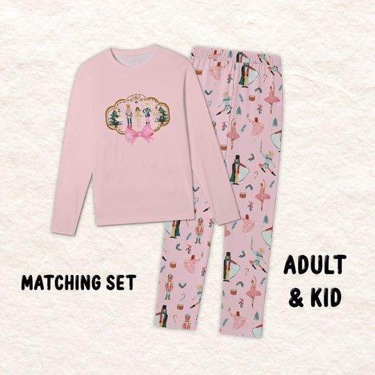 Nutcracker Ballet Christmas Pajamas: Matching Pink Family Holiday PJs