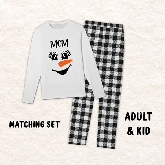 Personalized Snowman Family Christmas Pajamas: Buffalo Plaid PJs