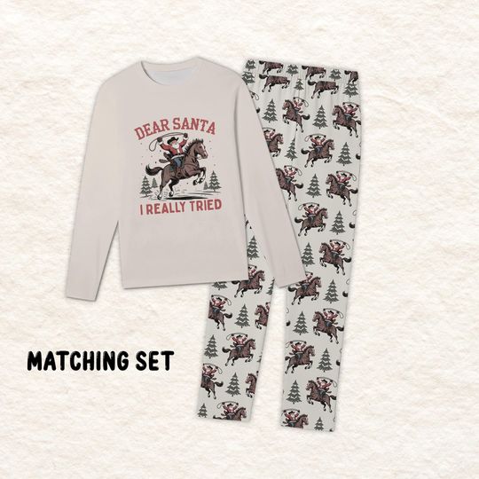 Personalized Cowboy Santa Christmas Pajamas: Matching Family Western Sleepwear