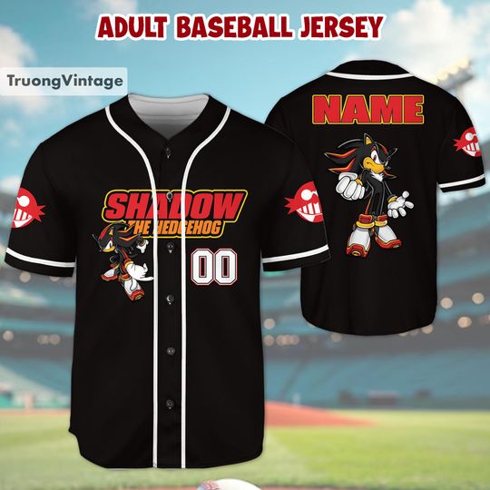 Personalized Shadow The Hedgehog Baseball Jersey, Sonic Baseball Jersey, Sonic Jersey, Gift for Sonic Fans