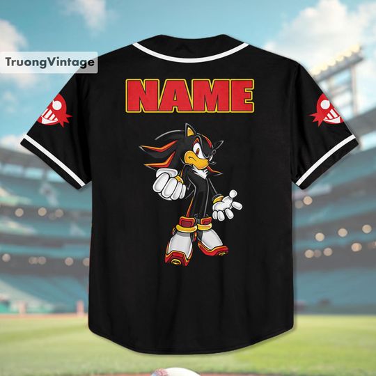 Personalized Shadow The Hedgehog Baseball Jersey, Sonic Baseball Jersey, Sonic Jersey, Gift for Sonic Fans