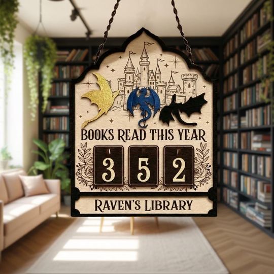 Personalized Fantasy Dragon Reading Tracker, Custom Book Tracker, Fourth Wing Hanging Book Sign