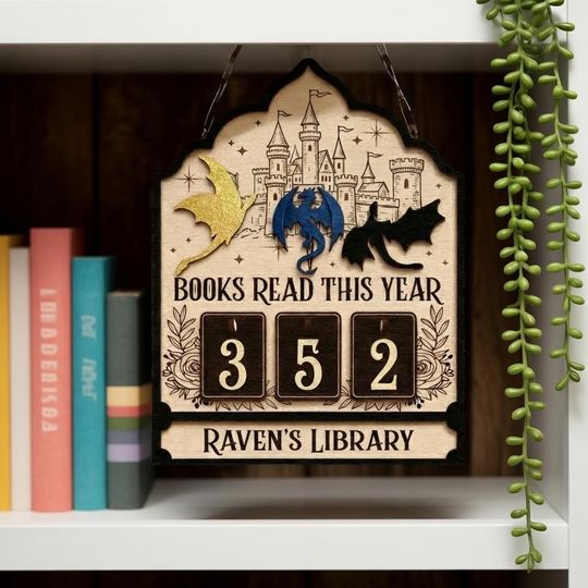 Personalized Fantasy Dragon Reading Tracker, Custom Book Tracker, Fourth Wing Hanging Book Sign