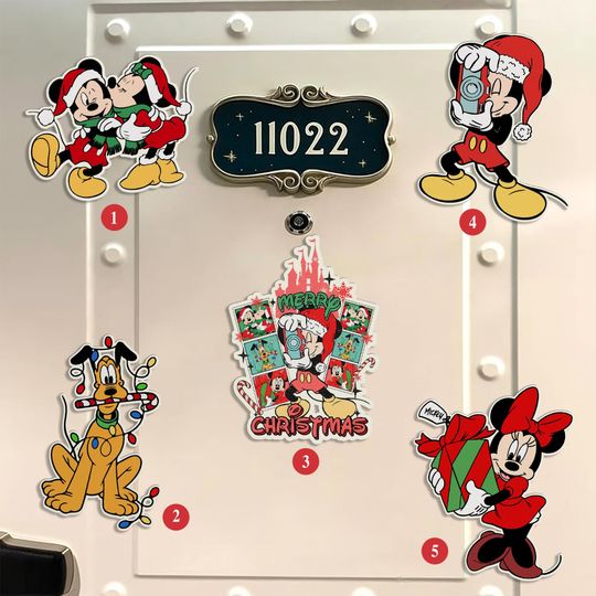 Personalized Mickey & Friends Very Merrytime Cruises Disney Christmas Cruise Magnet, Disney Cruise Door Magnet, Christmas Cruise Magnets